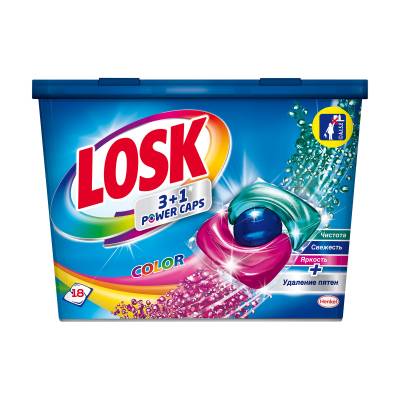 Podrobnoe foto капсули для прання losk color 3+1 power caps, 18 циклів прання, 18 шт