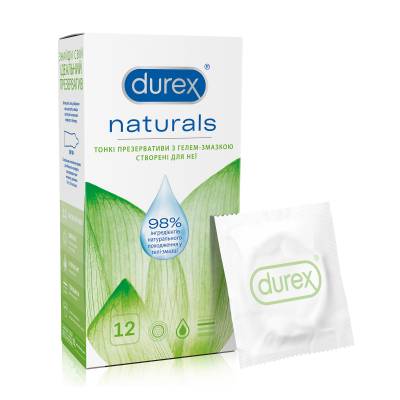 Podrobnoe foto презервативи durex naturals тонкі з гелем-змазкою, 12 шт