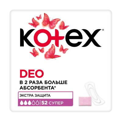 Podrobnoe foto щоденні прокладки kotex deo super, 52 шт