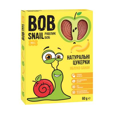 Podrobnoe foto натуральні цукерки bob snail яблуко-банан, 60 г