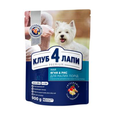 Podrobnoe foto сухий корм для собак малих порід club 4 paws premium ягня та рис, 900 г
