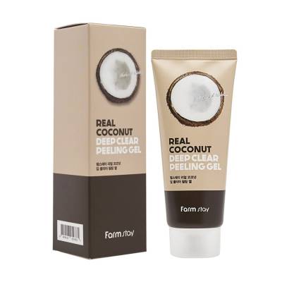 Podrobnoe foto пілінг-гель для обличчя farmstay real coconut deep clear peeling gel з екстрактом кокосу, 100 мл