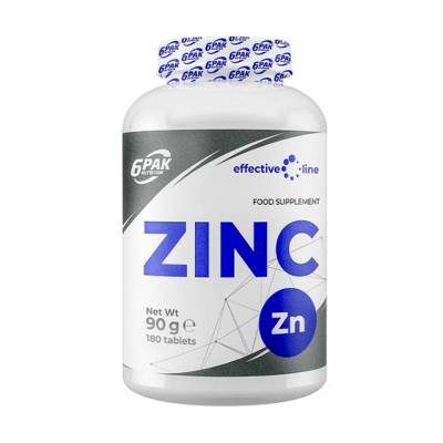 Podrobnoe foto харчова добавка мінерали в таблетках 6pak nutrition effective line zinc цинк, 180 шт