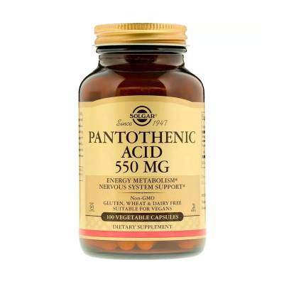 Podrobnoe foto харчова добавка solgar pantothenic acid пантотенова кислота 550 мг, 100 шт